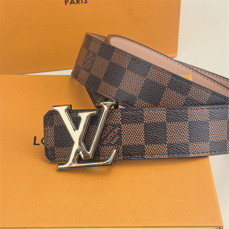 2 Color Buckle Love Belt (Brown Latticed)