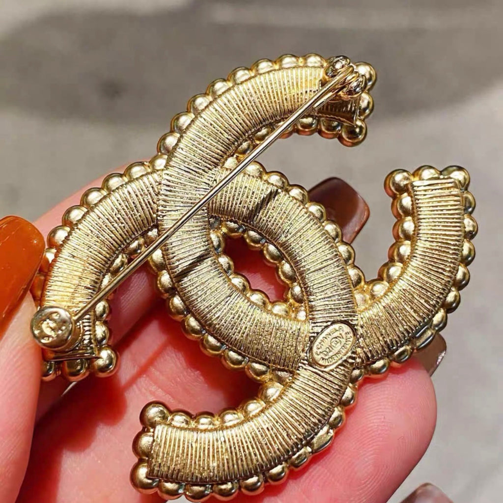 Elegant Pearl Logo Brooch