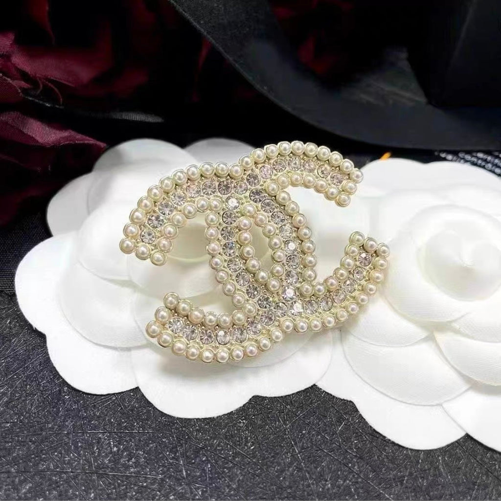 Elegant Pearl Logo Brooch