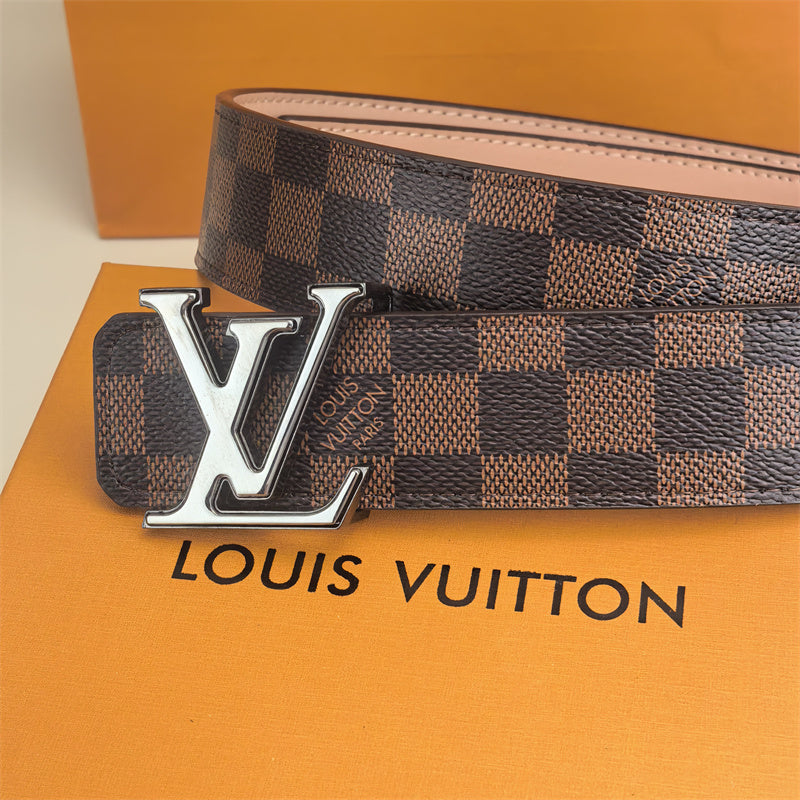 2 Color Buckle Love Belt (Brown Latticed)